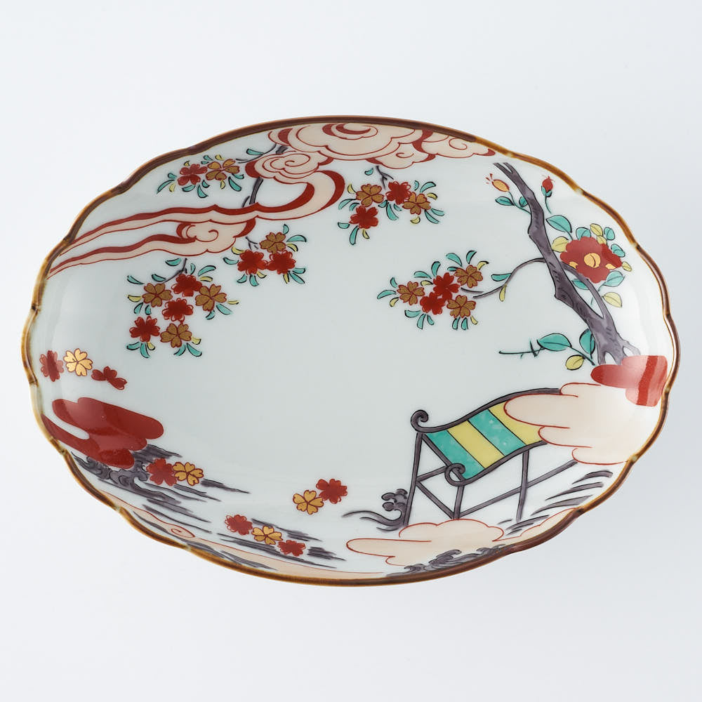 未使用 波佐見焼 林九郎窯 楕円形大皿 ひな祭り　テーブルコーディネート 波佐見焼 林九郎窯 楕円形大皿 ひな祭り テーブルコーディネート