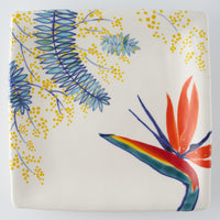 作家 武田朋己 角皿 ミモザと極楽鳥花