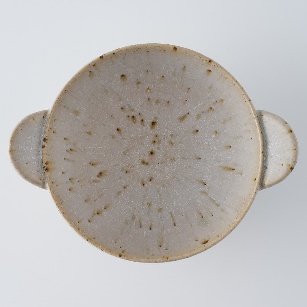 作家 住田文生 マット釉(胡麻)耳付き鉢 大