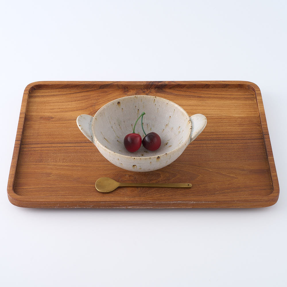 作家 住田文生 マット釉(胡麻)耳付き鉢 大