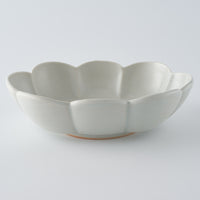 作家 鈴木まどか 白瓷菊割楕円大鉢