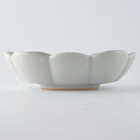 作家 鈴木まどか 白瓷菊割楕円大鉢