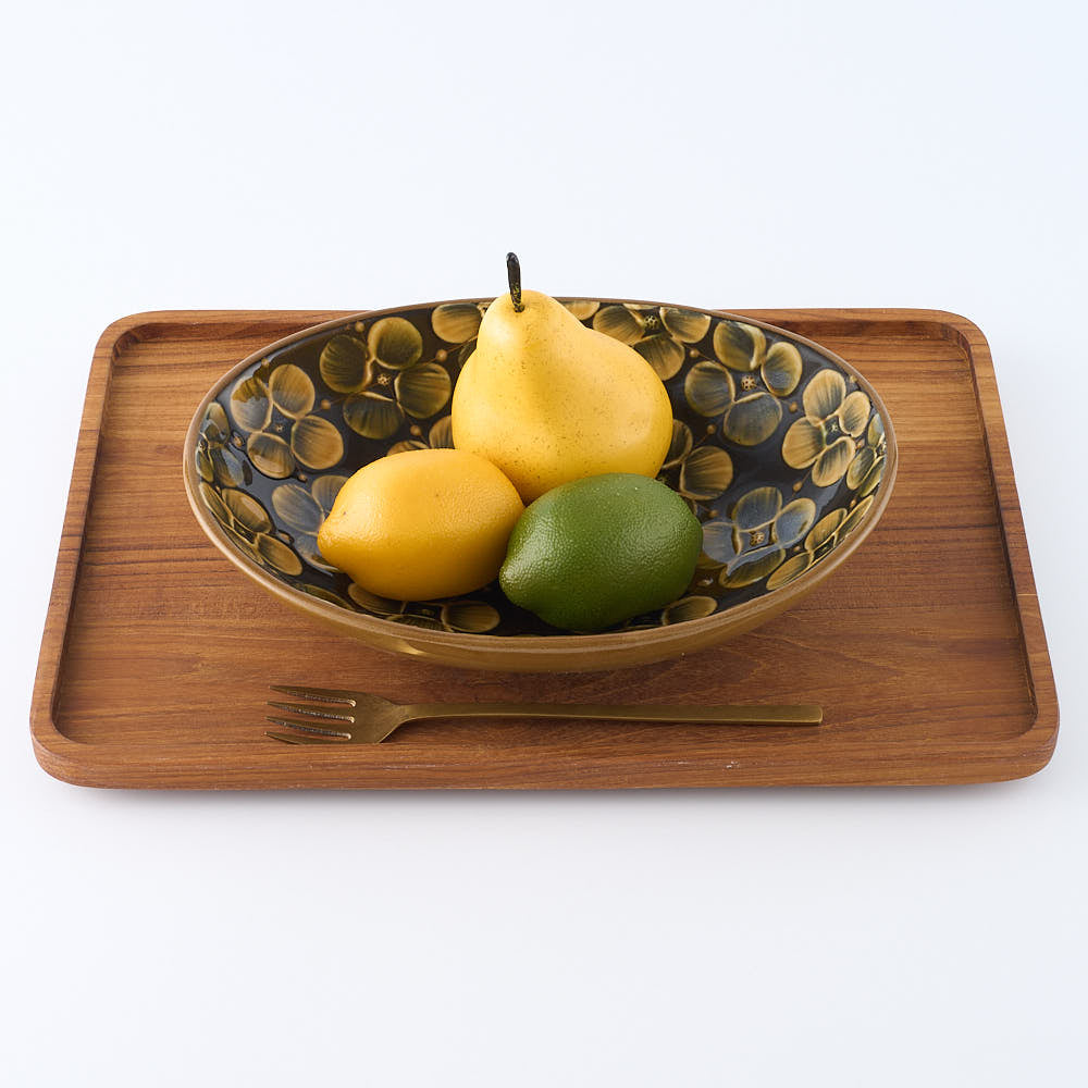 No4476 中国美術　磁州窯　黒釉葉文扁壷　木製台/木箱付　花器　送料無料 ふくべ窯 飴釉花水木 大鉢 ¥16,500 大人の焼き物
