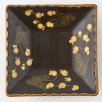 ふくべ窯 飴釉すずらん 角小鉢