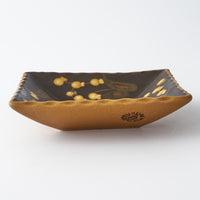 ふくべ窯 飴釉すずらん 角小鉢