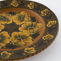 ふくべ窯 飴釉アネモネ 大皿