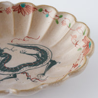 作家 大場紀穂子 龍の輪花楕円小鉢(赤土)