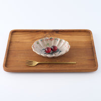 作家 大場紀穂子 龍の輪花楕円小鉢(赤土)