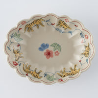 作家 大場紀穂子 虎の輪花楕円小鉢