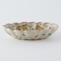 作家 大場紀穂子 虎の輪花楕円小鉢