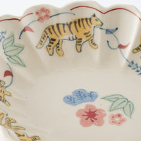 作家 大場紀穂子 虎の輪花楕円小鉢