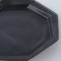 暮縞 ドットシリーズ 八角スパイラルドット中皿 黒