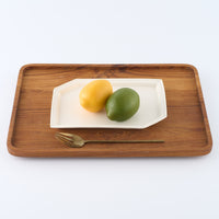 暮縞 ドットシリーズ ドット隅切り皿 白