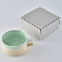 美濃焼 伸光窯 パステルジュレ スープカップ グリーン×クリーム