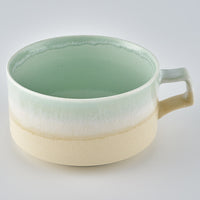 美濃焼 伸光窯 パステルジュレ スープカップ グリーン×クリーム
