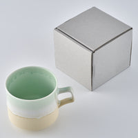 美濃焼 伸光窯 パステルジュレ スタックマグ グリーン×クリーム