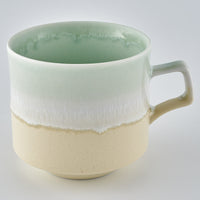 美濃焼 伸光窯 パステルジュレ スタックマグ グリーン×クリーム