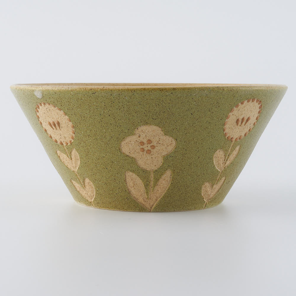 作家 田中遼馬 深めボウル160mm/花ペンギン/セージグリーン ¥5,500