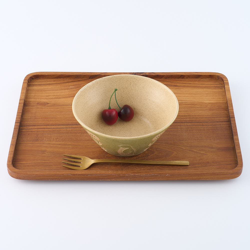 作家 田中遼馬 深めボウル160mm/花ペンギン/セージグリーン ¥5,500