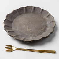 津軽金山焼 黒ひだすき フラワーソーサー 津軽金山焼 津軽金山焼