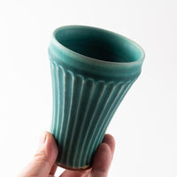 昇陽窯 碧 しのぎフリーカップ 丹波焼 昇陽窯 丹波焼