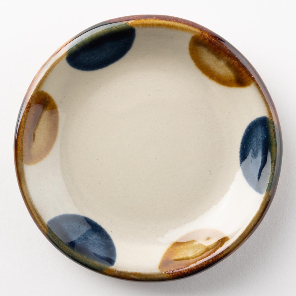 やちむん 陶眞窯 4寸プレート 染付 ドット(ゴスアメ) やちむん 陶眞窯 やちむん