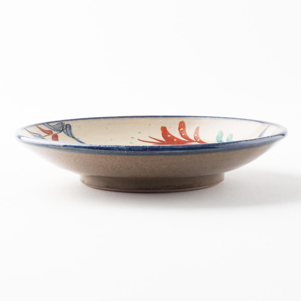 【新品】やちむん　北窯　赤絵5寸皿 やちむん 陶眞窯 5寸皿 赤絵デイゴ ¥3,480 大人の焼き物