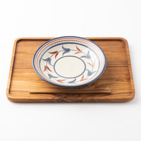 やちむん 陶眞窯 7寸皿 赤絵ブーゲンビレア やちむん 陶眞窯 やちむん