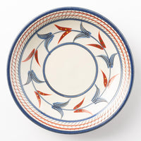 やちむん 陶眞窯 7寸皿 赤絵ブーゲンビレア やちむん 陶眞窯 やちむん