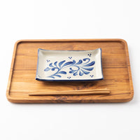 やちむん 陶眞窯 長角皿(13×20) 染付 コバルト唐草 やちむん 陶眞窯 やちむん