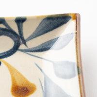 やちむん 陶眞窯 四角皿(15cm) ゴスアメ唐草 やちむん 陶眞窯 やちむん