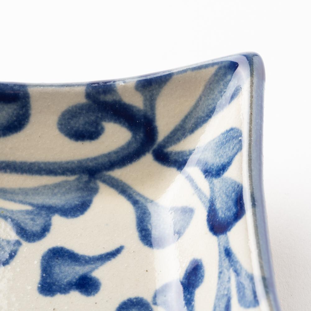 やちむん 陶眞窯 四角皿(8.5cm) コバルト唐草 やちむん 陶眞窯 やちむん