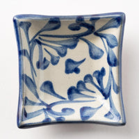 やちむん 陶眞窯 四角皿(8.5cm) コバルト唐草 やちむん 陶眞窯 やちむん