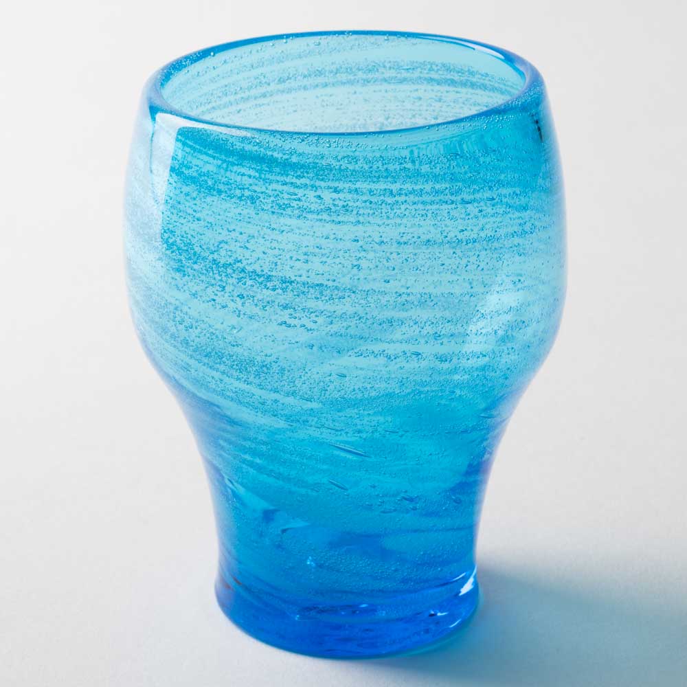フラワーベース 花瓶 ガラス 琉球ガラス 気泡 - 工芸品