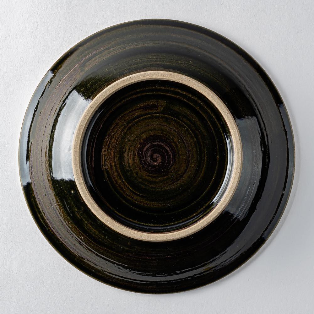 やちむん 育陶園 唐草線彫 7寸皿 白唐草 やちむん 育陶園 やちむん