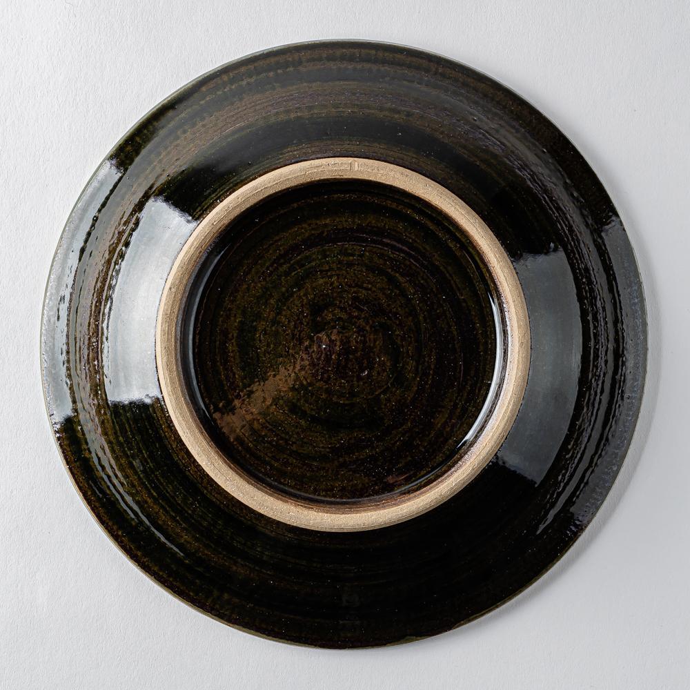 やちむん 育陶園 唐草線彫 7寸皿 緑釉唐草白抜 ¥8,140 大人の焼き物