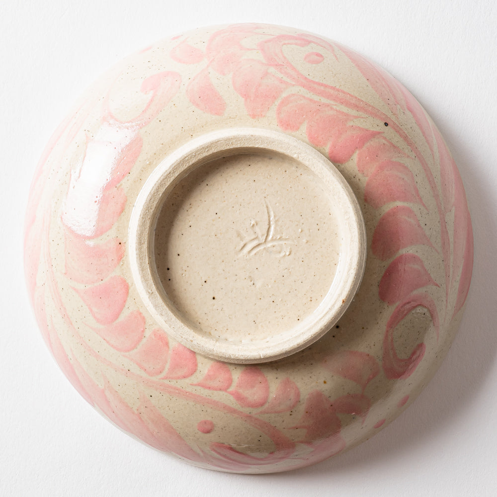 やちむん工房 與那嶺 唐草染付 5寸鉢 パステルシリーズ(ピンク) やちむん工房 與那嶺 やちむん