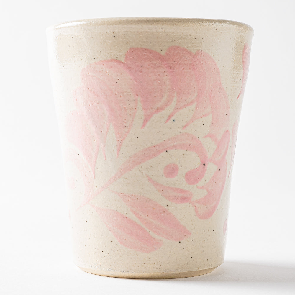 やちむん工房 與那嶺 唐草染付 フリーカップ パステルシリーズ(ピンク) やちむん工房 與那嶺 やちむん