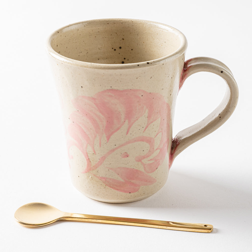 やちむん工房 與那嶺 唐草染付 マグカップ パステルシリーズ(ピンク) やちむん工房 與那嶺 やちむん