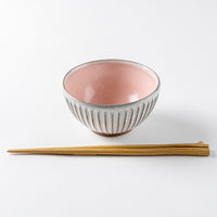 雅峰窯 鎬・碗( S )(内ピンク、外白) 丹波焼 雅峰窯 丹波焼