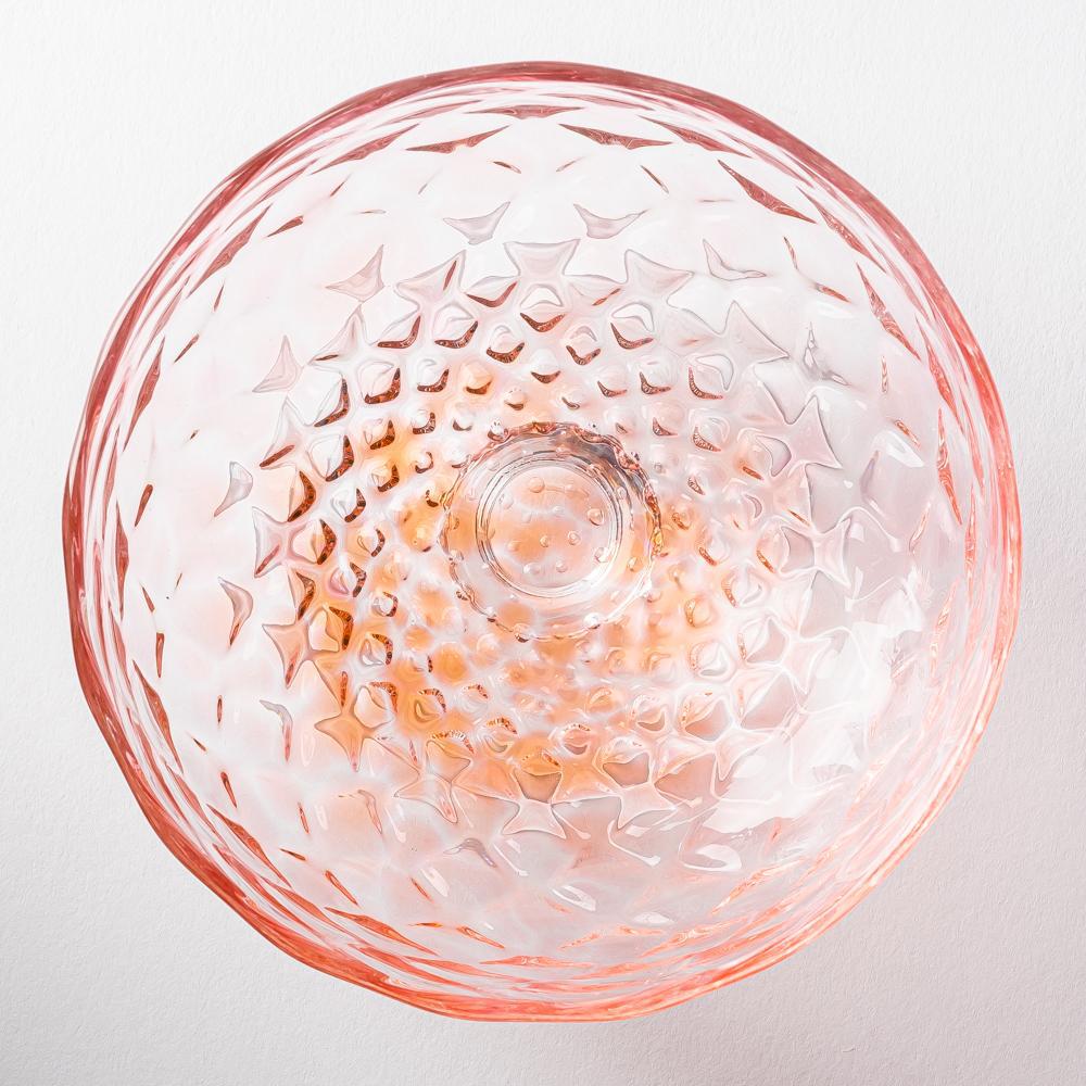 ななこ文様 コンポート サーモンピンク ガラス作家 坂田裕昭 ガラスもの