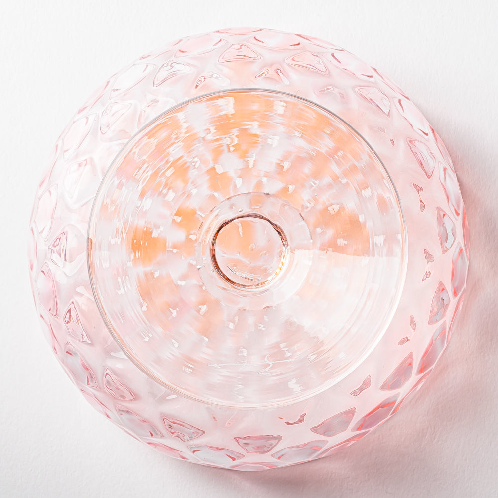 ななこ文様 コンポート サーモンピンク ガラス作家 坂田裕昭 ガラスもの