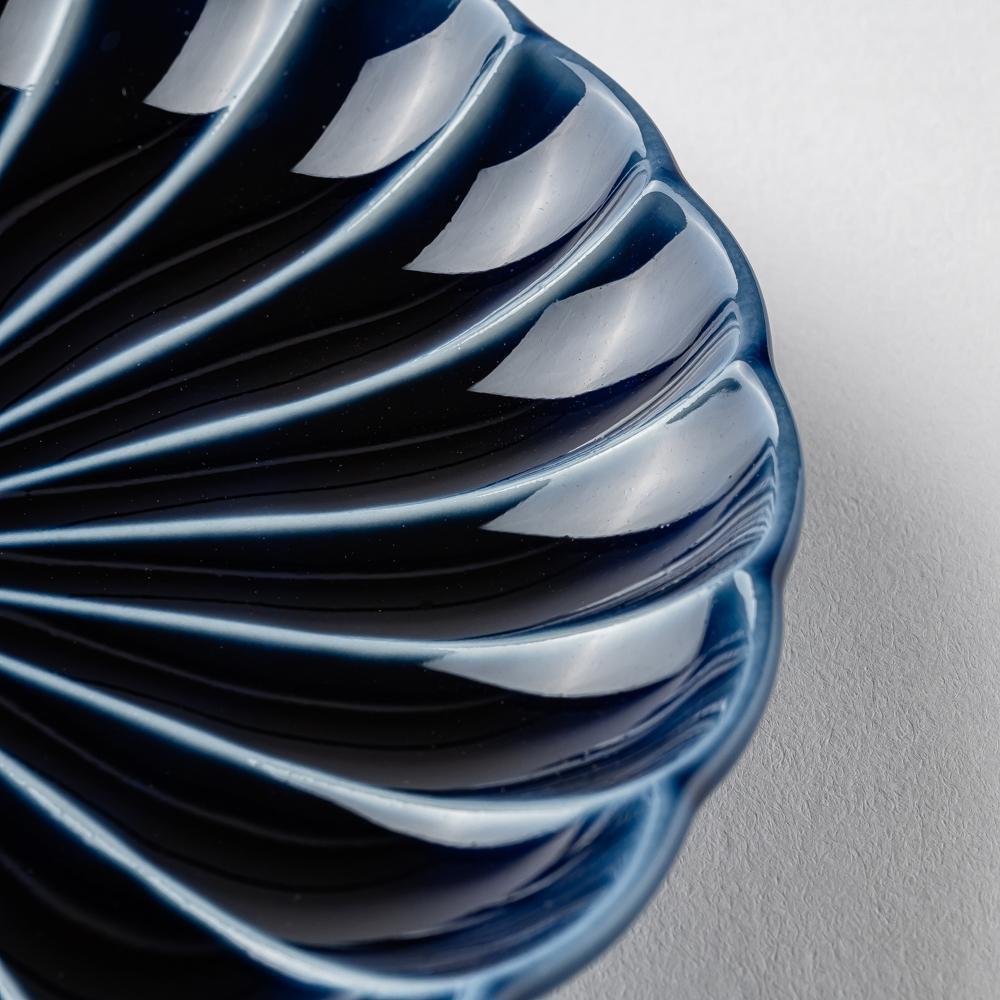 カネコ小兵製陶所 ぎやまん陶 茄子紺ブルー 四寸皿 美濃焼 カネコ小兵製陶所 美濃焼