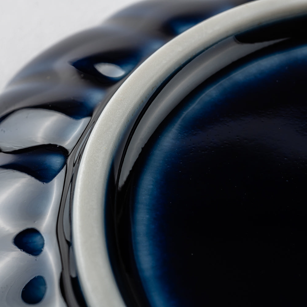 カネコ小兵製陶所 ぎやまん陶 茄子紺ブルー 四寸皿 美濃焼 カネコ小兵製陶所 美濃焼