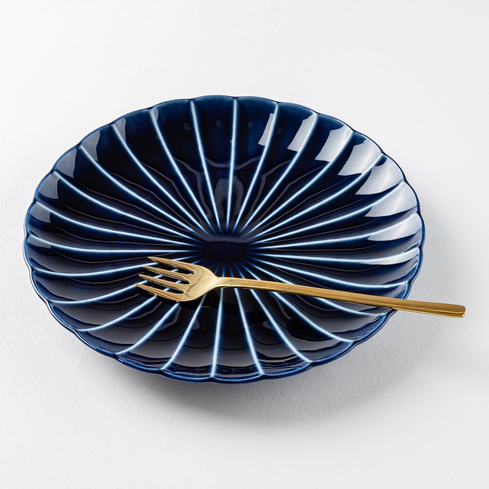 カネコ小兵製陶所 ぎやまん陶 茄子紺ブルー 八寸皿 美濃焼 カネコ小兵製陶所 美濃焼