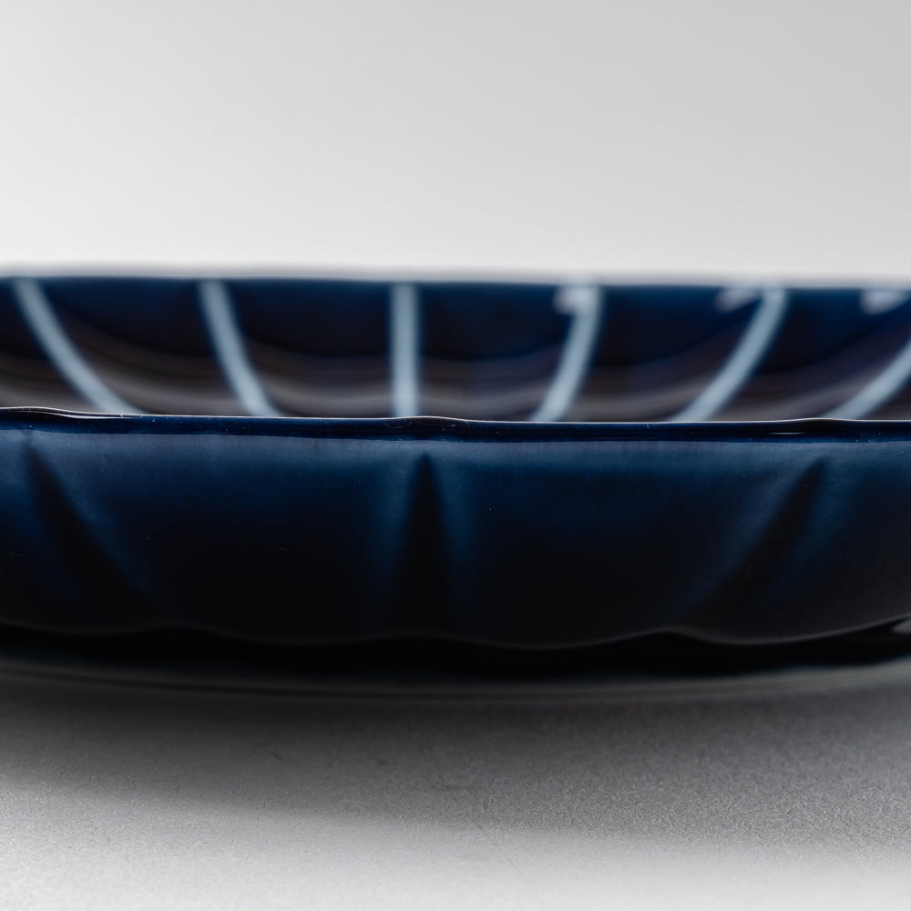 カネコ小兵製陶所 ぎやまん陶 茄子紺ブルー 八寸皿 美濃焼 カネコ小兵製陶所 美濃焼