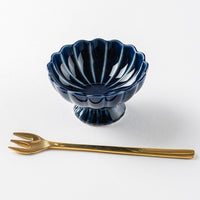 カネコ小兵製陶所 ぎやまん陶 茄子紺ブルー 高台珍味 美濃焼 カネコ小兵製陶所 美濃焼