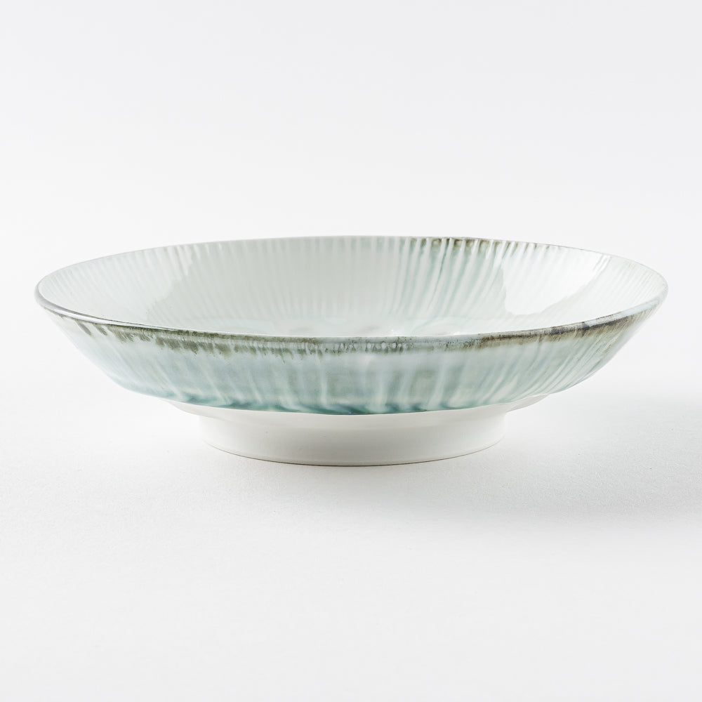 作家 西隆行 花紋皿 流釉深緑 作家 西隆行 陶磁器作家もの