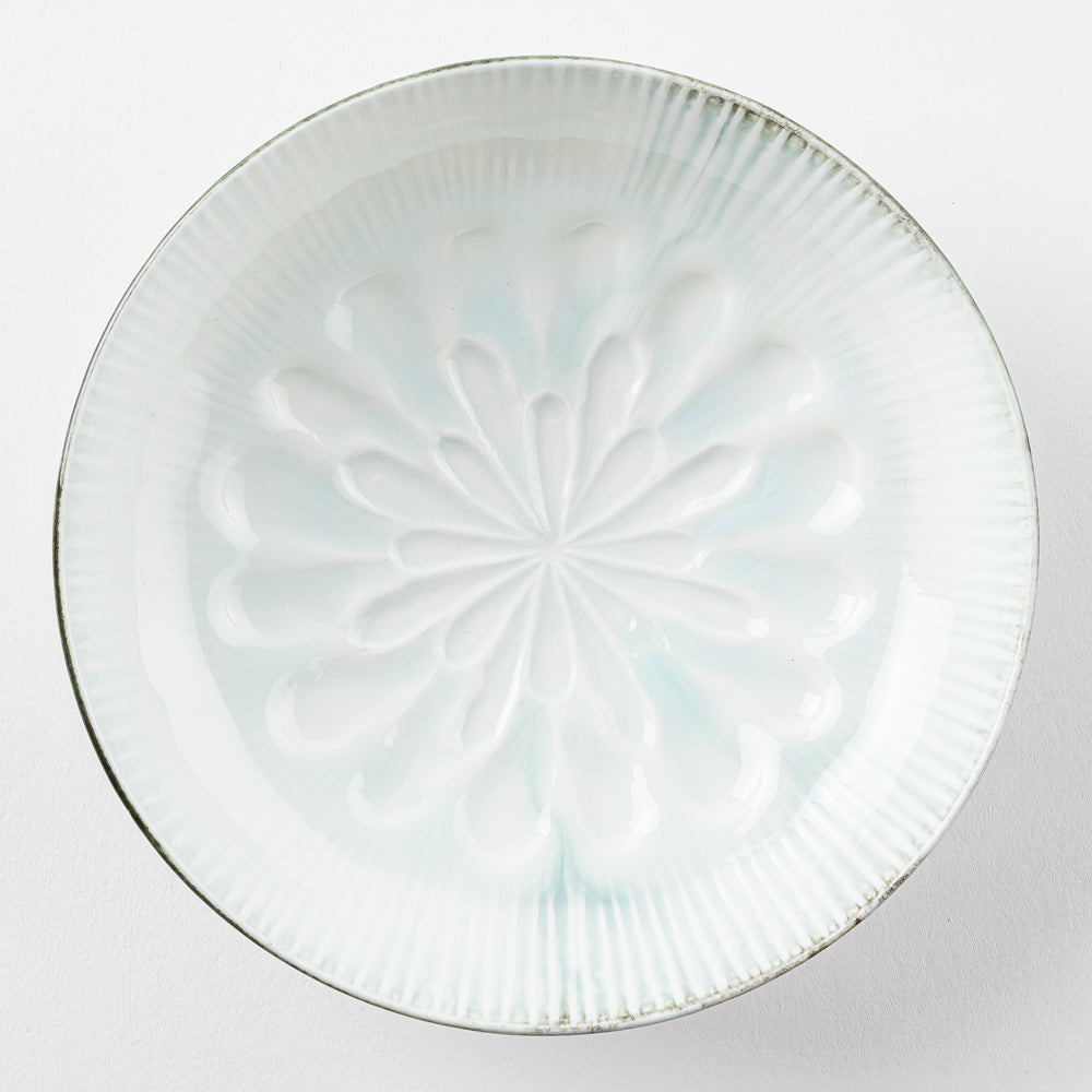 作家 西隆行 花紋皿 流釉深緑 作家 西隆行 陶磁器作家もの