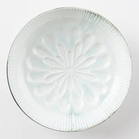 作家 西隆行 花紋皿 流釉深緑 作家 西隆行 陶磁器作家もの